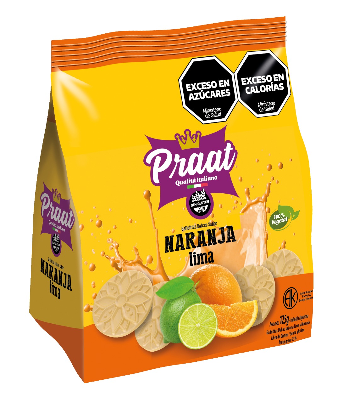 PRAAT SIN GLUTEN GALLETITAS NARANJA LIMA 125 G. C x 18u