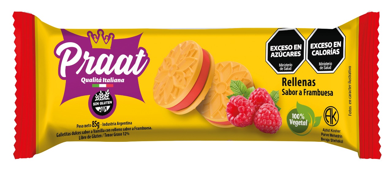 PRAAT SIN GLUTEN GALLETITAS RELLENAS SABOR FRAMBUESA 85 G. C x 20u